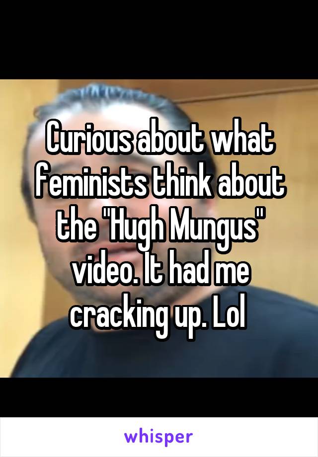 Curious about what feminists think about the "Hugh Mungus" video. It had me cracking up. Lol 