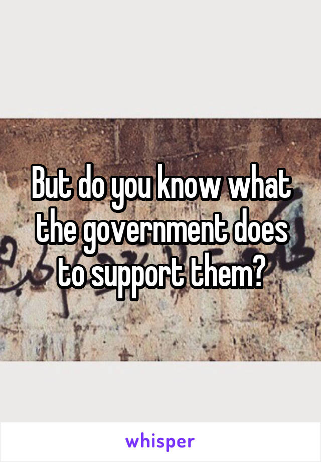 But do you know what the government does to support them?