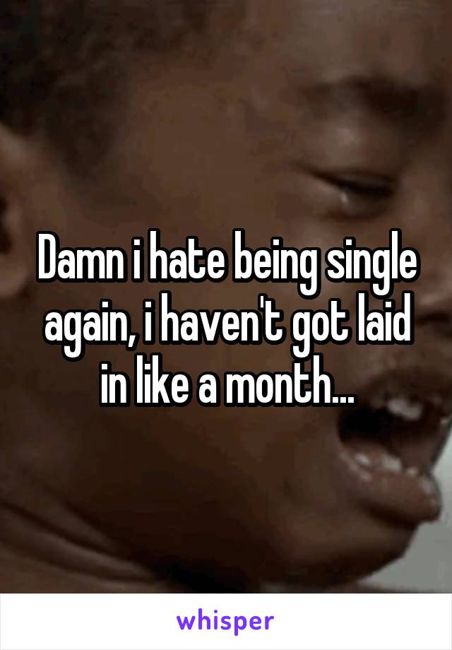 Damn i hate being single again, i haven't got laid in like a month...