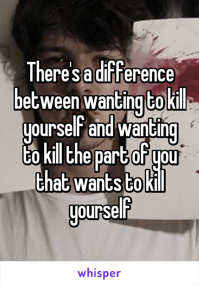 There's a difference between wanting to kill yourself and wanting to kill the part of you that wants to kill yourself