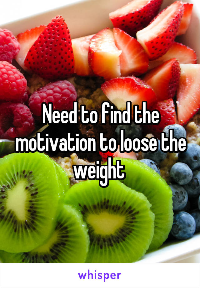 Need to find the motivation to loose the weight 