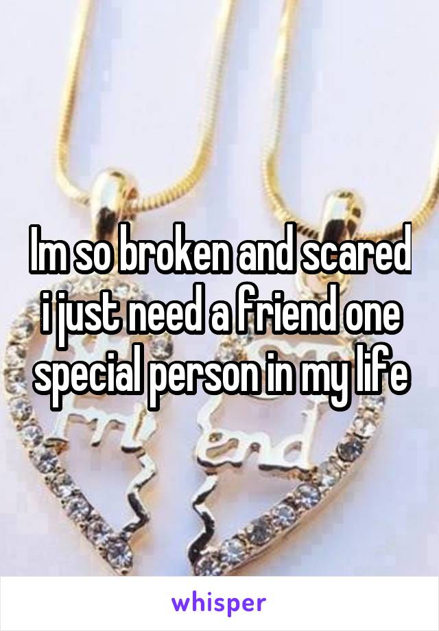 Im so broken and scared i just need a friend one special person in my life