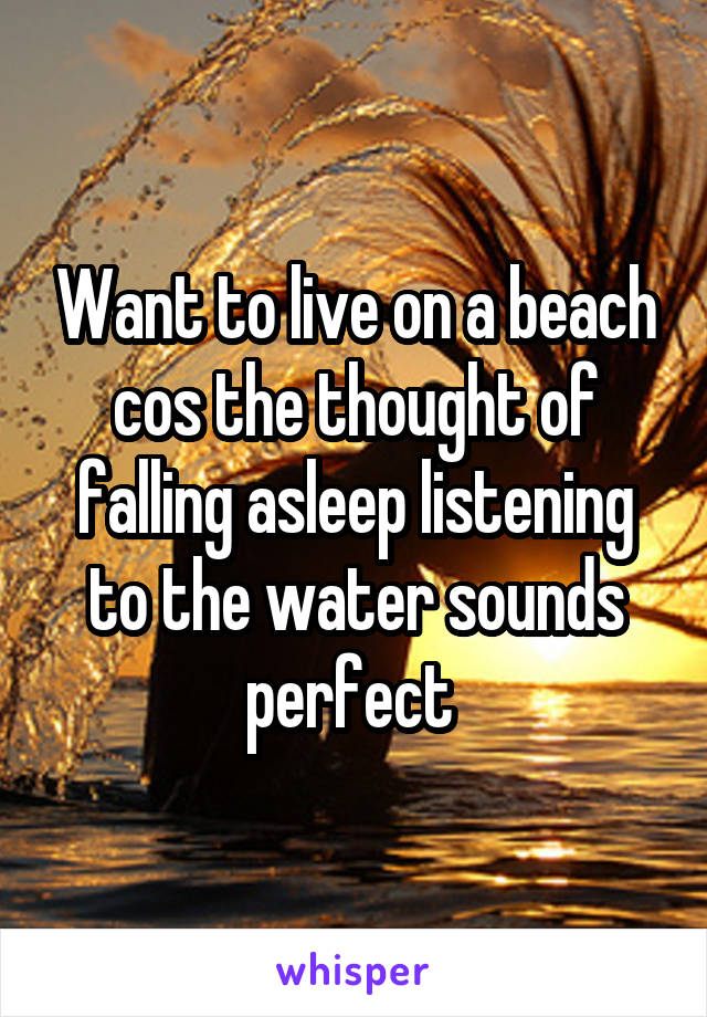 Want to live on a beach cos the thought of falling asleep listening to the water sounds perfect 