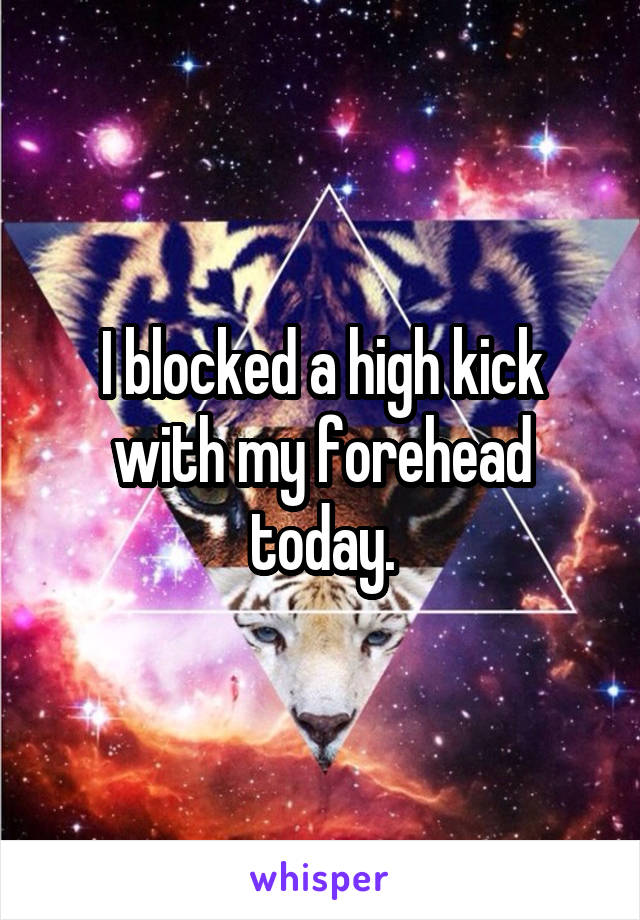 I blocked a high kick with my forehead today.