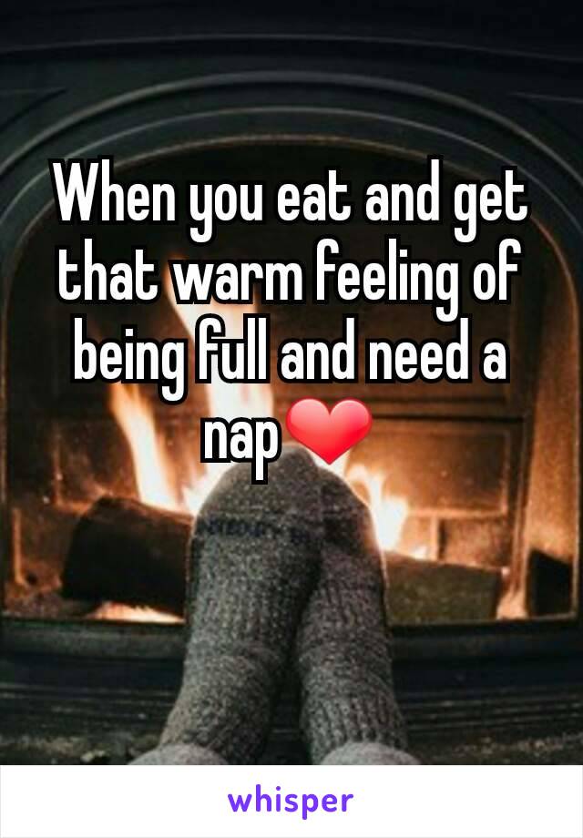 When you eat and get that warm feeling of being full and need a nap❤