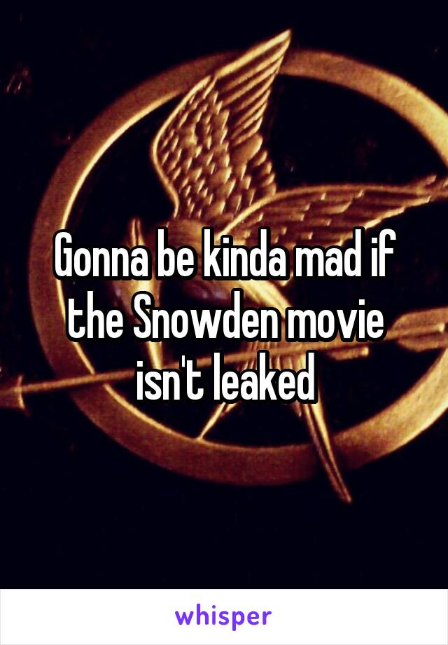 Gonna be kinda mad if the Snowden movie isn't leaked