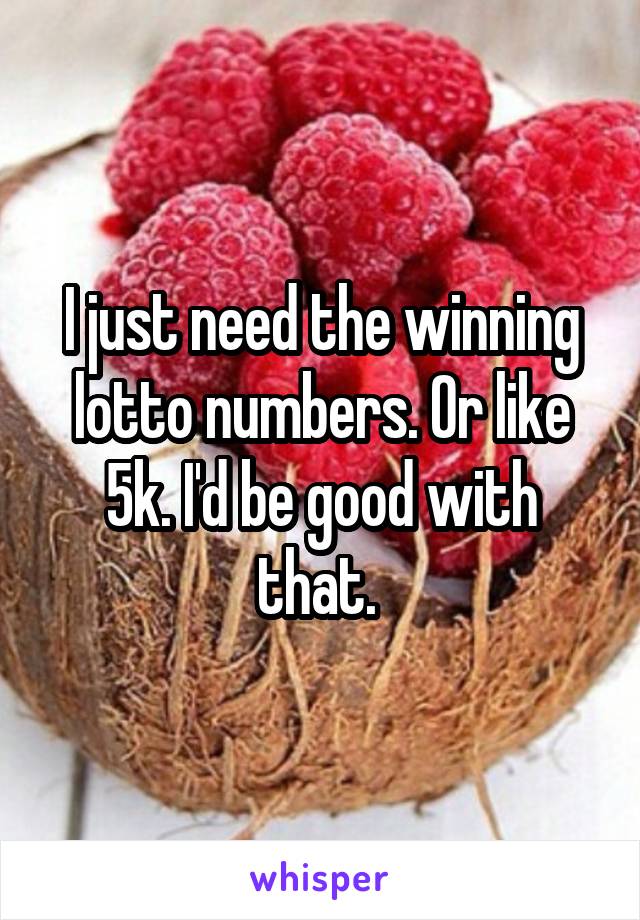 I just need the winning lotto numbers. Or like 5k. I'd be good with that. 