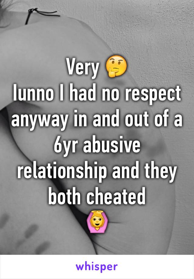 Very 🤔
Iunno I had no respect anyway in and out of a 6yr abusive relationship and they both cheated
🙆