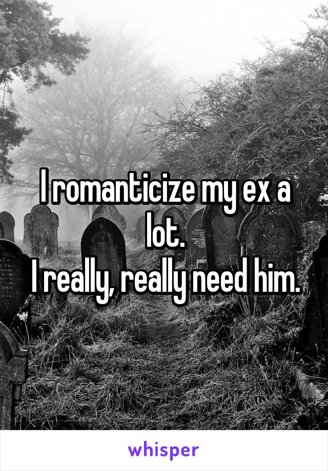 I romanticize my ex a lot.
I really, really need him.