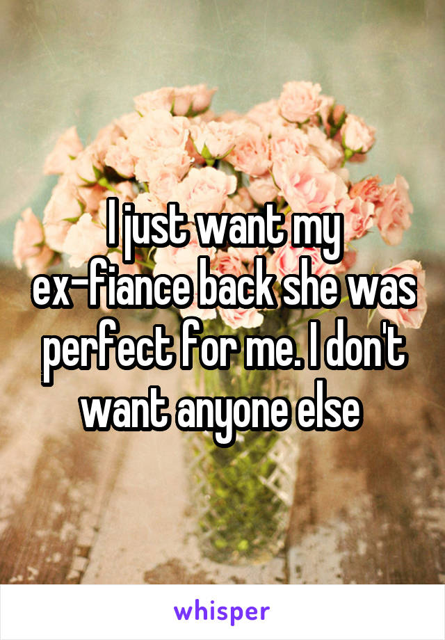 I just want my ex-fiance back she was perfect for me. I don't want anyone else 