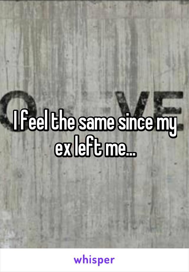 I feel the same since my ex left me...