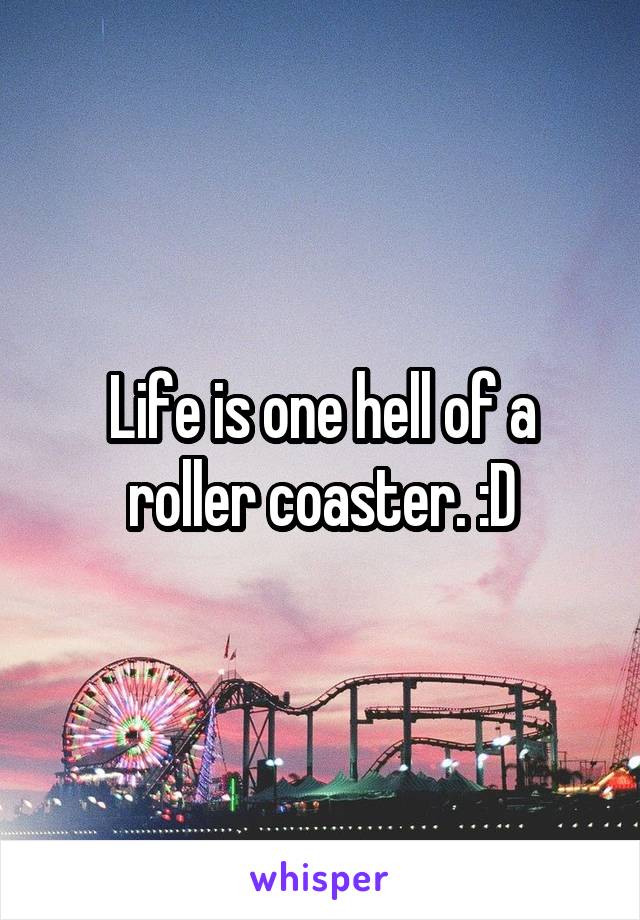 Life is one hell of a roller coaster. :D