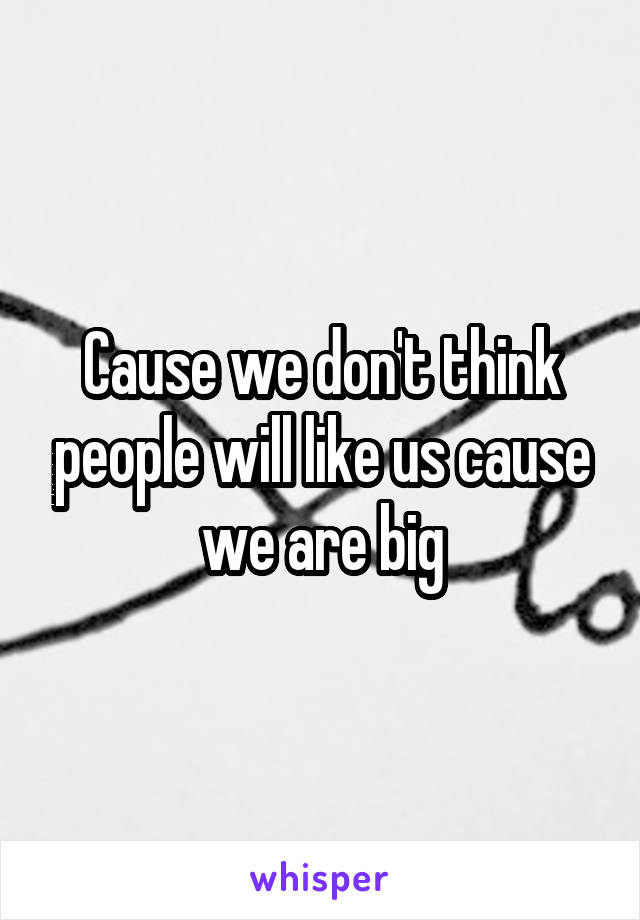 Cause we don't think people will like us cause we are big