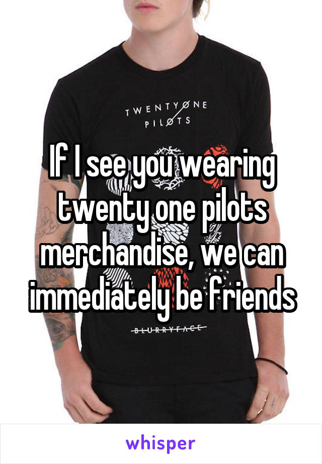 If I see you wearing twenty one pilots merchandise, we can immediately be friends