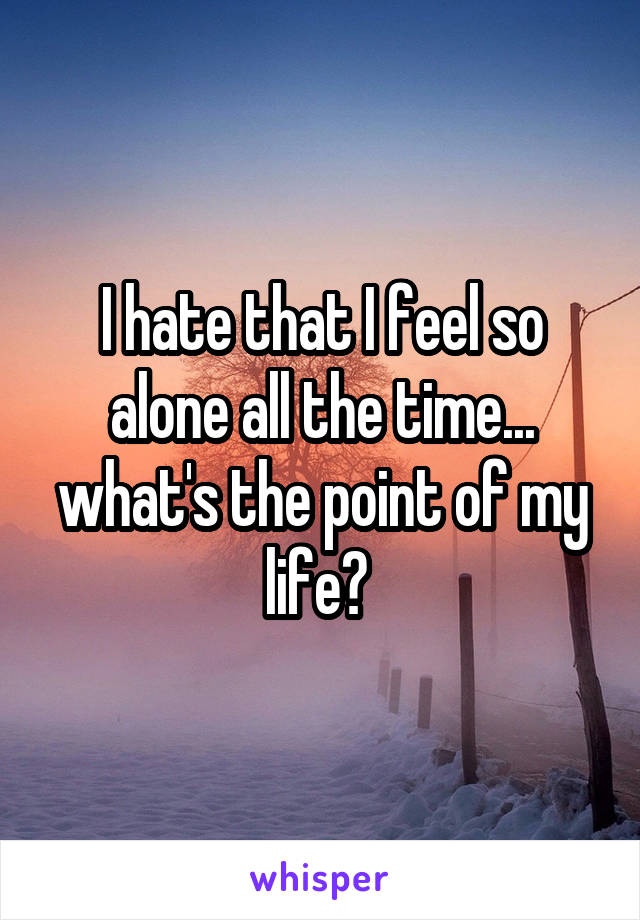 I hate that I feel so alone all the time... what's the point of my life? 