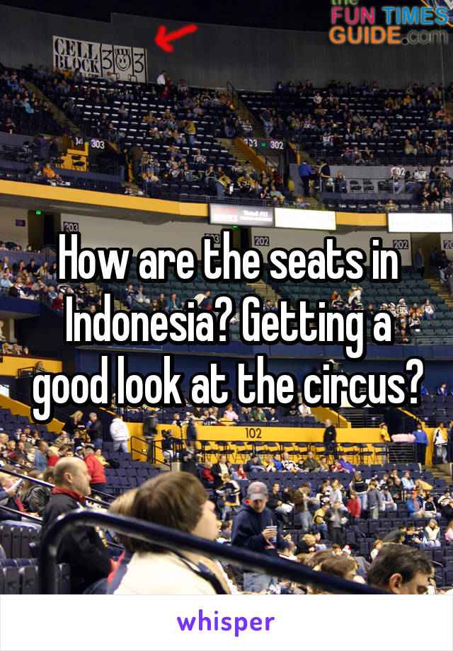 How are the seats in Indonesia? Getting a good look at the circus?