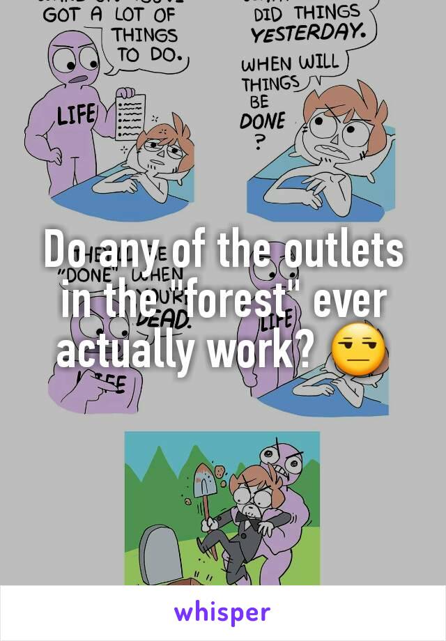 Do any of the outlets in the "forest" ever actually work? 😒