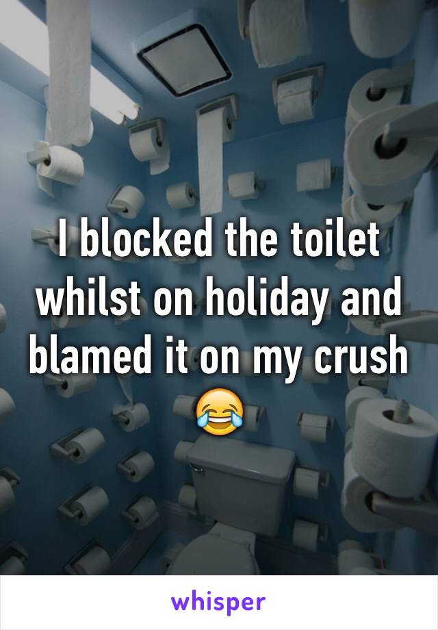 I blocked the toilet whilst on holiday and blamed it on my crush 😂