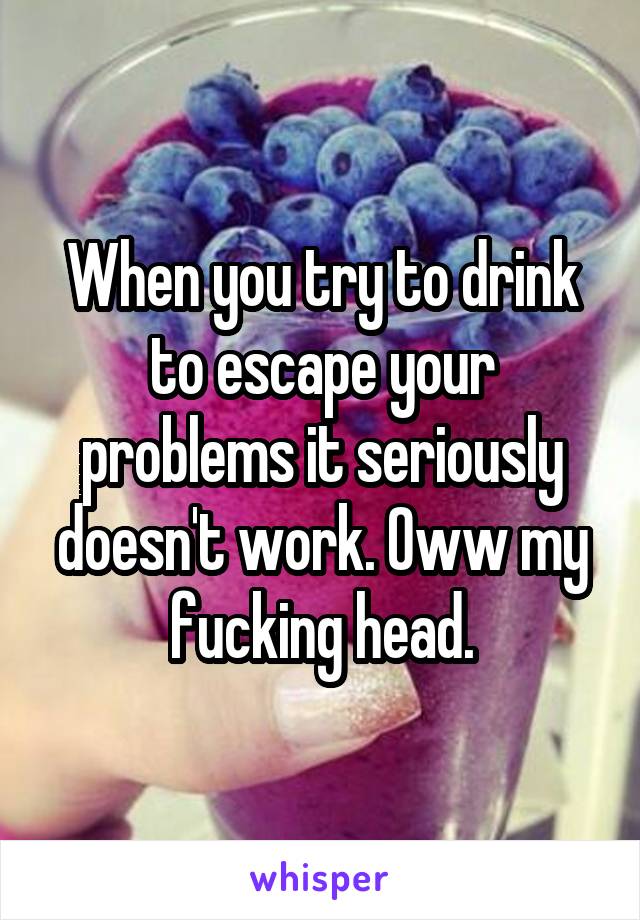 When you try to drink to escape your problems it seriously doesn't work. Oww my fucking head.