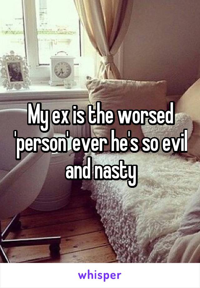 My ex is the worsed 'person' ever he's so evil and nasty