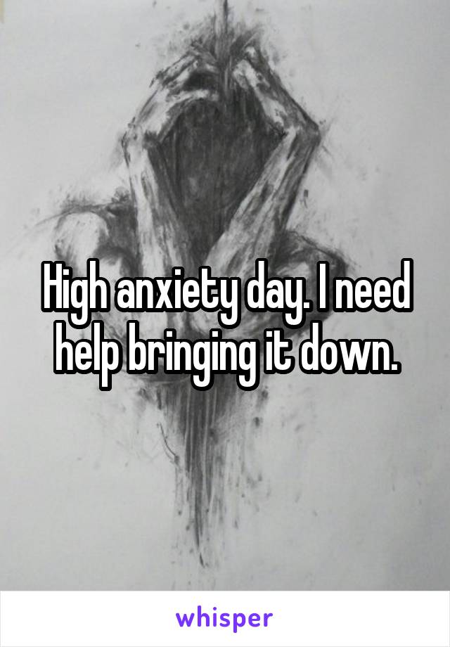 High anxiety day. I need help bringing it down.