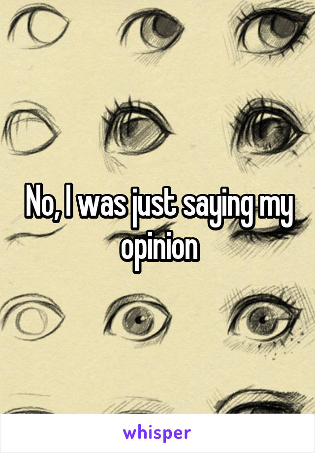 No, I was just saying my opinion