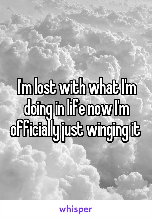 I'm lost with what I'm doing in life now I'm officially just winging it 