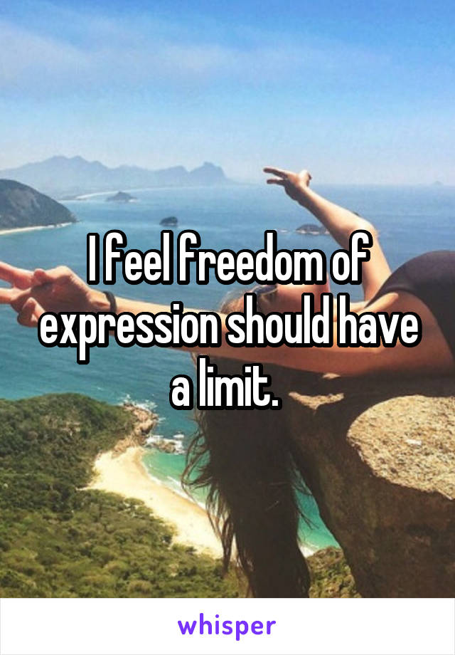 I feel freedom of expression should have a limit. 