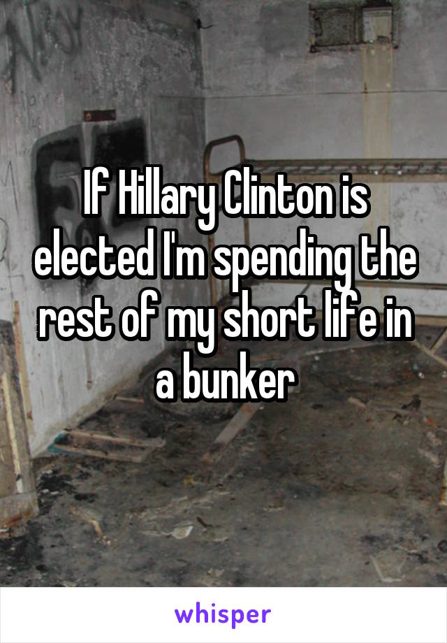 If Hillary Clinton is elected I'm spending the rest of my short life in a bunker
 