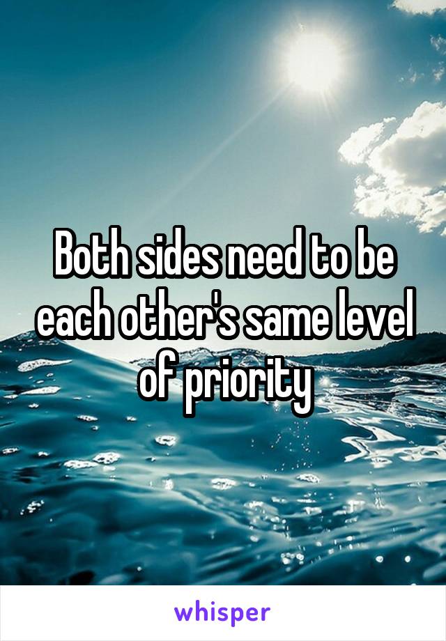 Both sides need to be each other's same level of priority