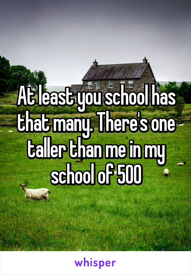 At least you school has that many. There's one taller than me in my school of 500