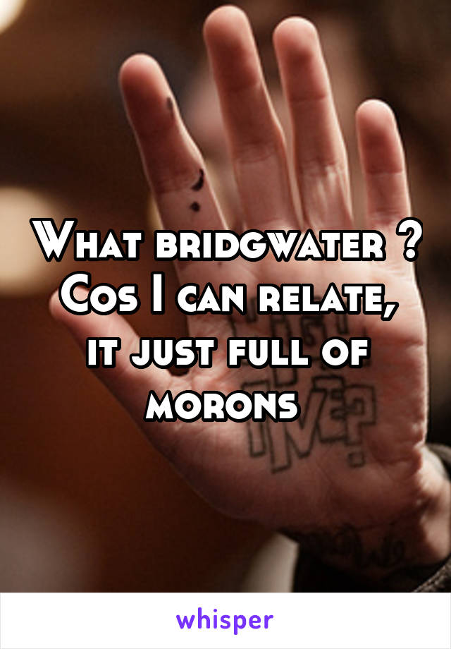 What bridgwater ?
Cos I can relate, it just full of morons 