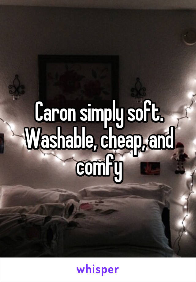 Caron simply soft. Washable, cheap, and comfy