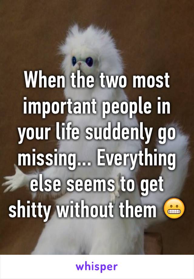 When the two most important people in your life suddenly go missing... Everything else seems to get shitty without them 😬