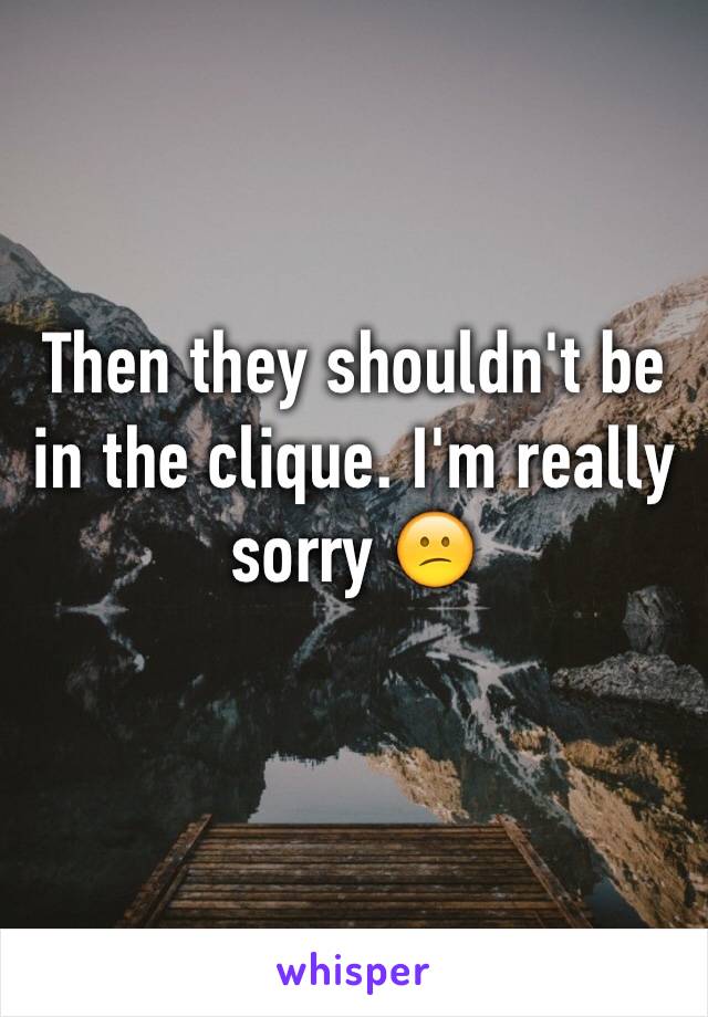 Then they shouldn't be in the clique. I'm really sorry 😕