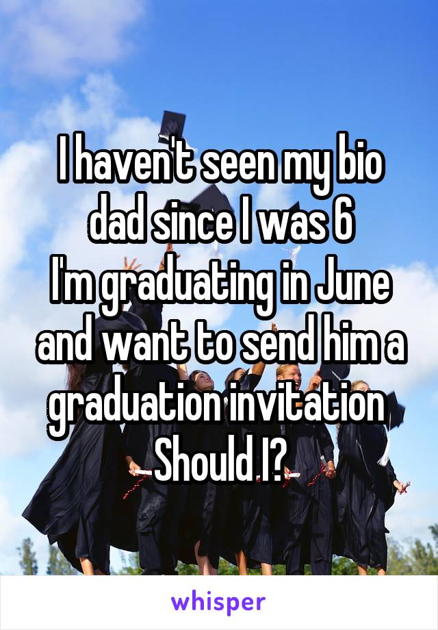 I haven't seen my bio dad since I was 6
I'm graduating in June and want to send him a graduation invitation 
Should I?