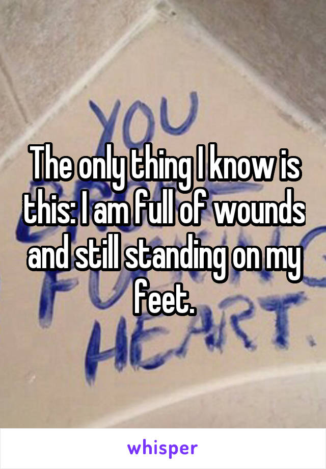 The only thing I know is this: I am full of wounds and still standing on my feet.