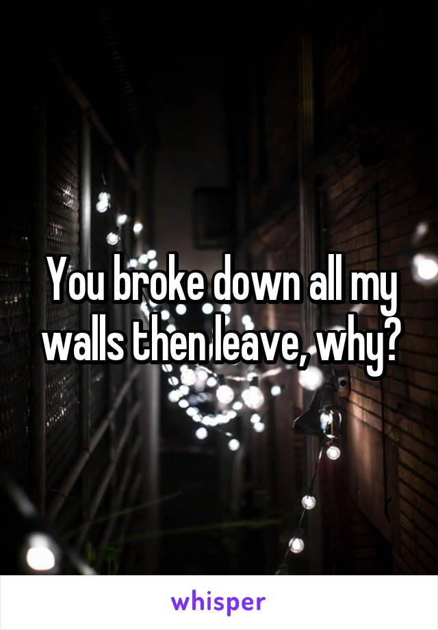 You broke down all my walls then leave, why?