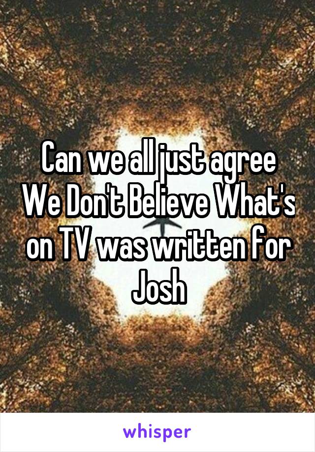 Can we all just agree We Don't Believe What's on TV was written for Josh