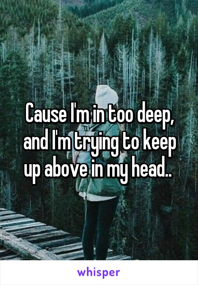 Cause I'm in too deep, and I'm trying to keep up above in my head.. 