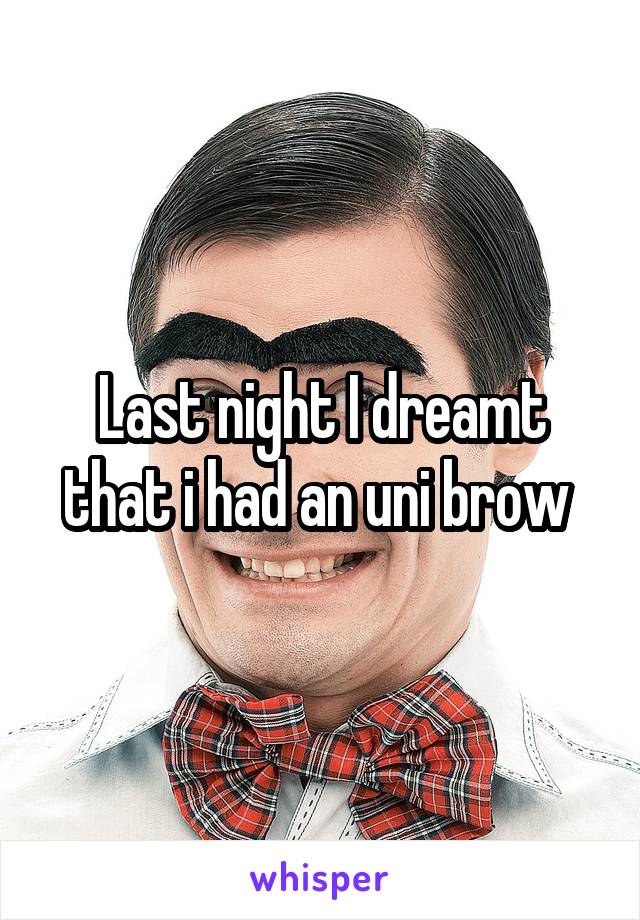 Last night I dreamt that i had an uni brow 