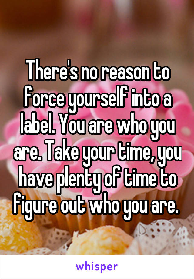 There's no reason to force yourself into a label. You are who you are. Take your time, you have plenty of time to figure out who you are. 