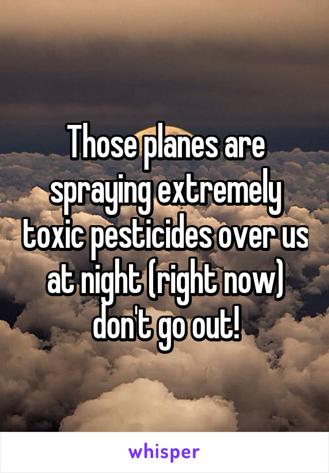 Those planes are spraying extremely toxic pesticides over us at night (right now) don't go out!