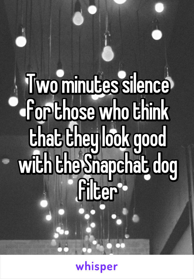 Two minutes silence for those who think that they look good with the Snapchat dog filter