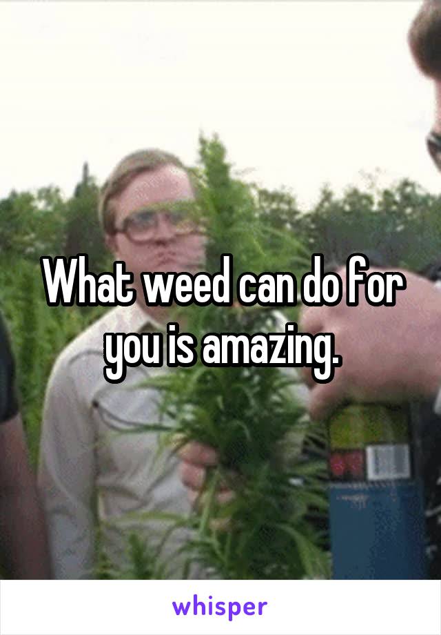 What weed can do for you is amazing.