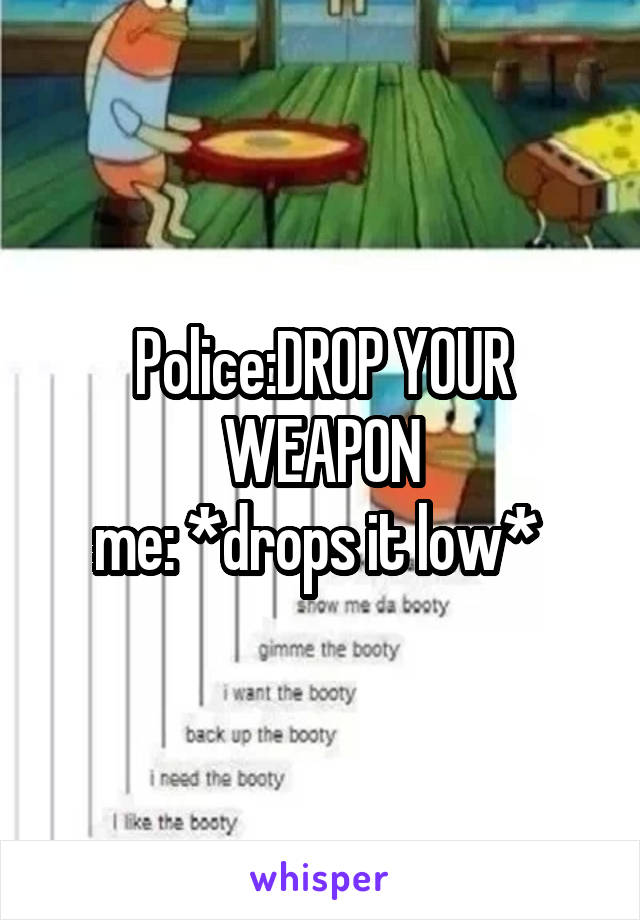 Police:DROP YOUR WEAPON
me: *drops it low* 