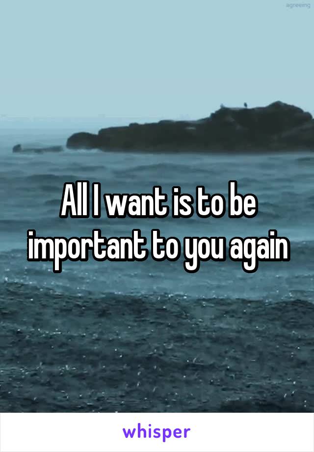 All I want is to be important to you again