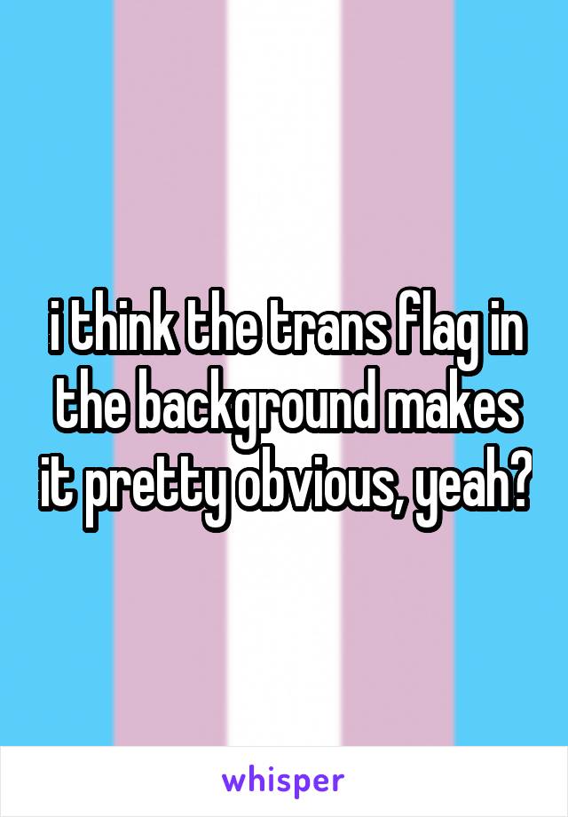 i think the trans flag in the background makes it pretty obvious, yeah?