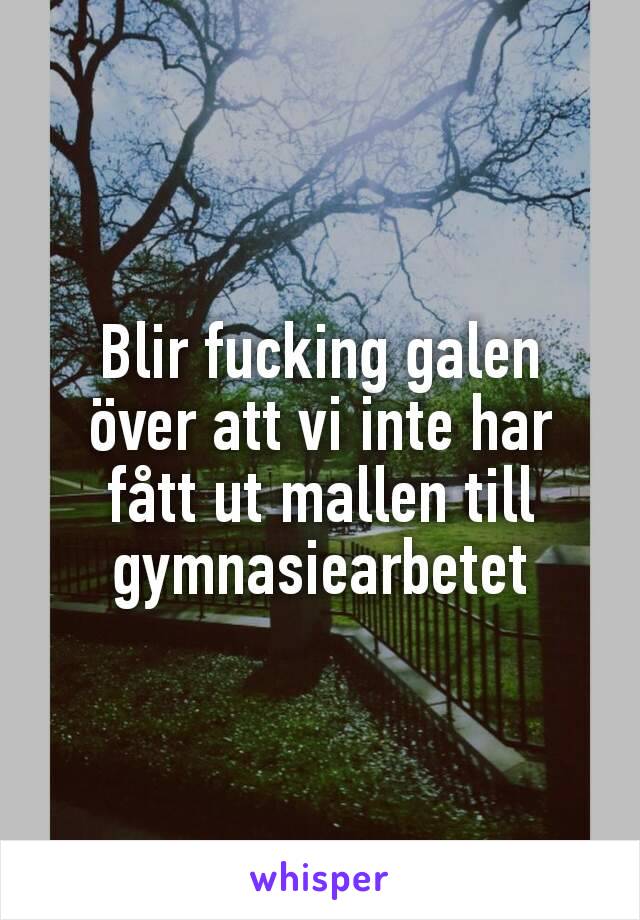 Blir fucking galen över att vi inte har fått ut mallen till gymnasiearbetet