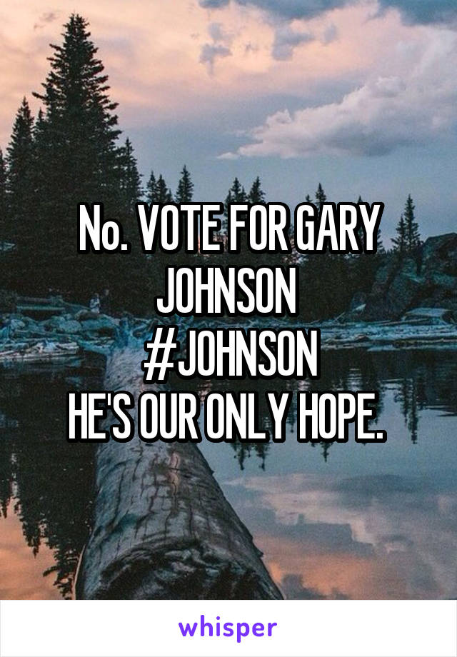 No. VOTE FOR GARY JOHNSON 
#JOHNSON
HE'S OUR ONLY HOPE. 